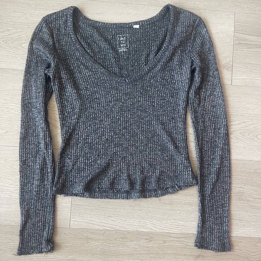 Urban Outfitters Ribbed Crop Long Sleeve Top